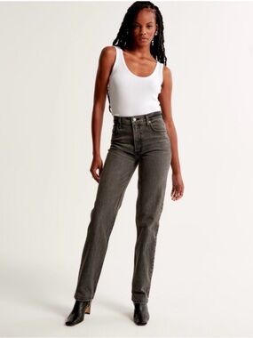 Abercrombie & Fitch 90s Straight Ultra High-Rise Jeans - Charcoal